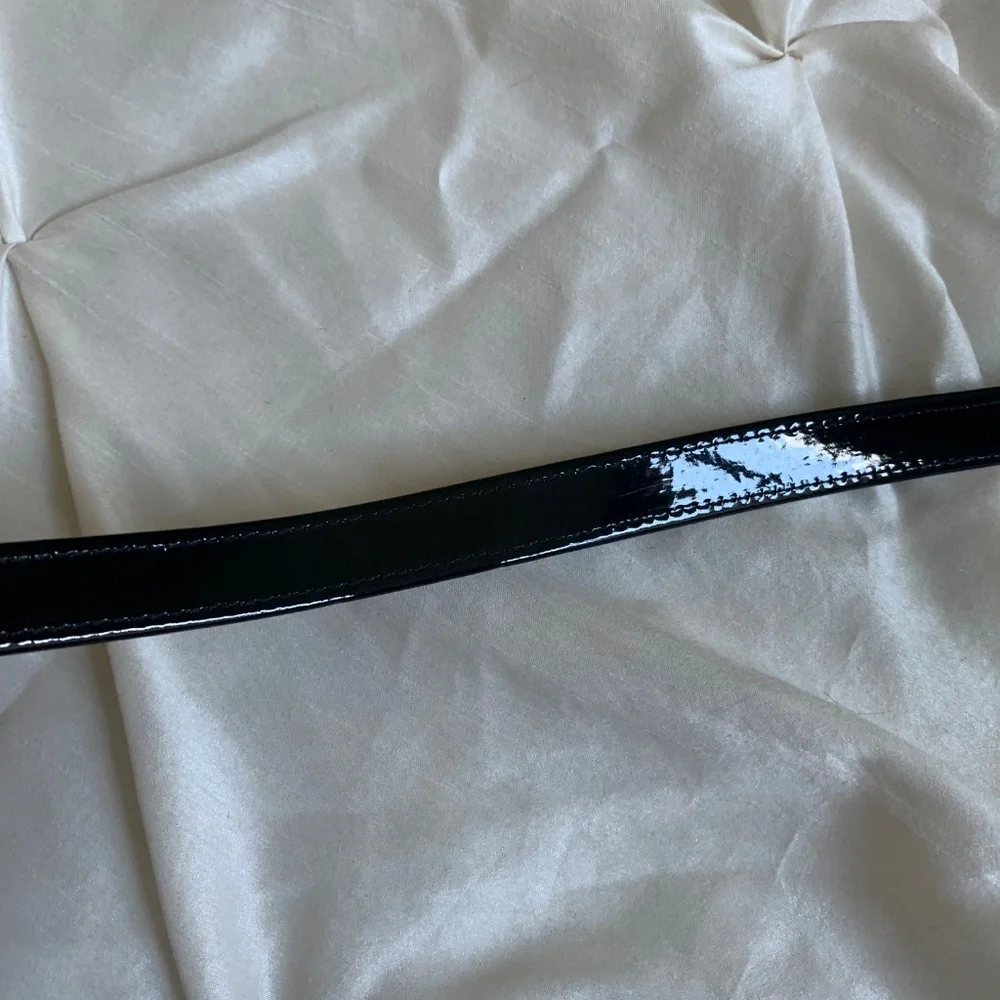 Anne Klein Black/Gray Print Reversible Belt sz L